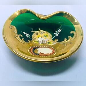 Small Bohemian Glass Trinket or Jewelry Dish